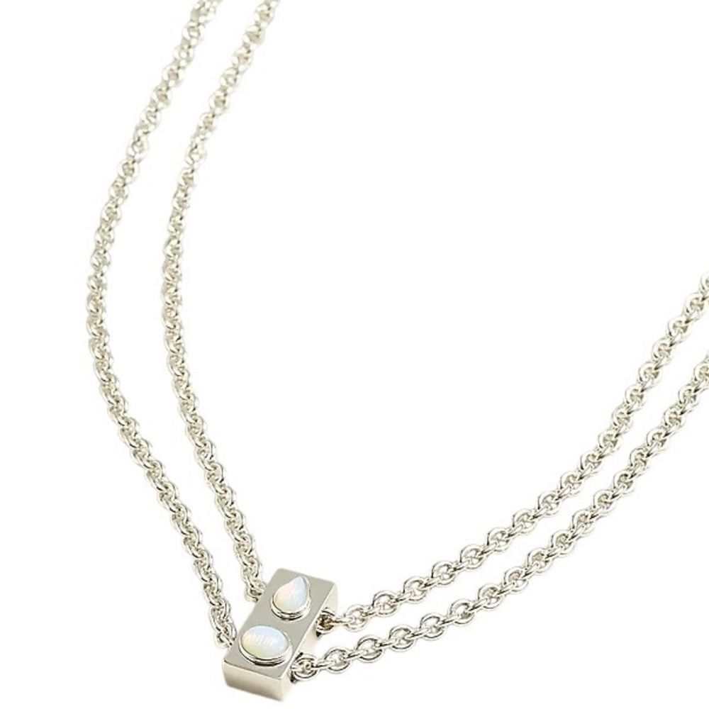 Madewell Stone Collection White Opal Double Chain Necklace.